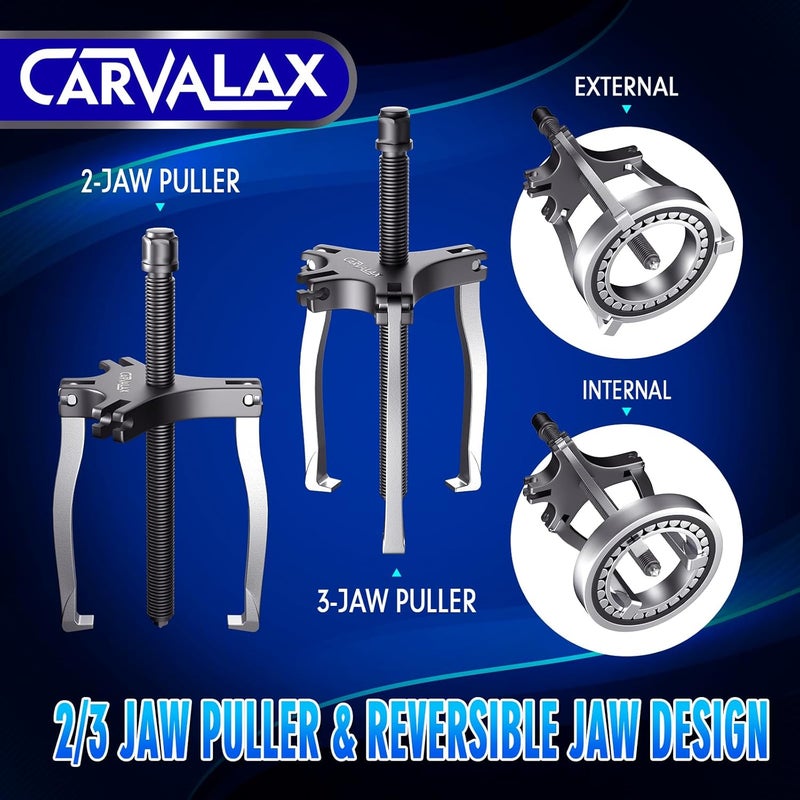 CARVALAX رافعة تروس 7 طن، فولاذ CR-V ثقيل 2 و 3 فك قابل للعكس لرفع المحامل/البكرات - أداة احترافية للسيارات والصناعات للميكانيكيين وعشاق الأعمال اليدوية - Image 5
